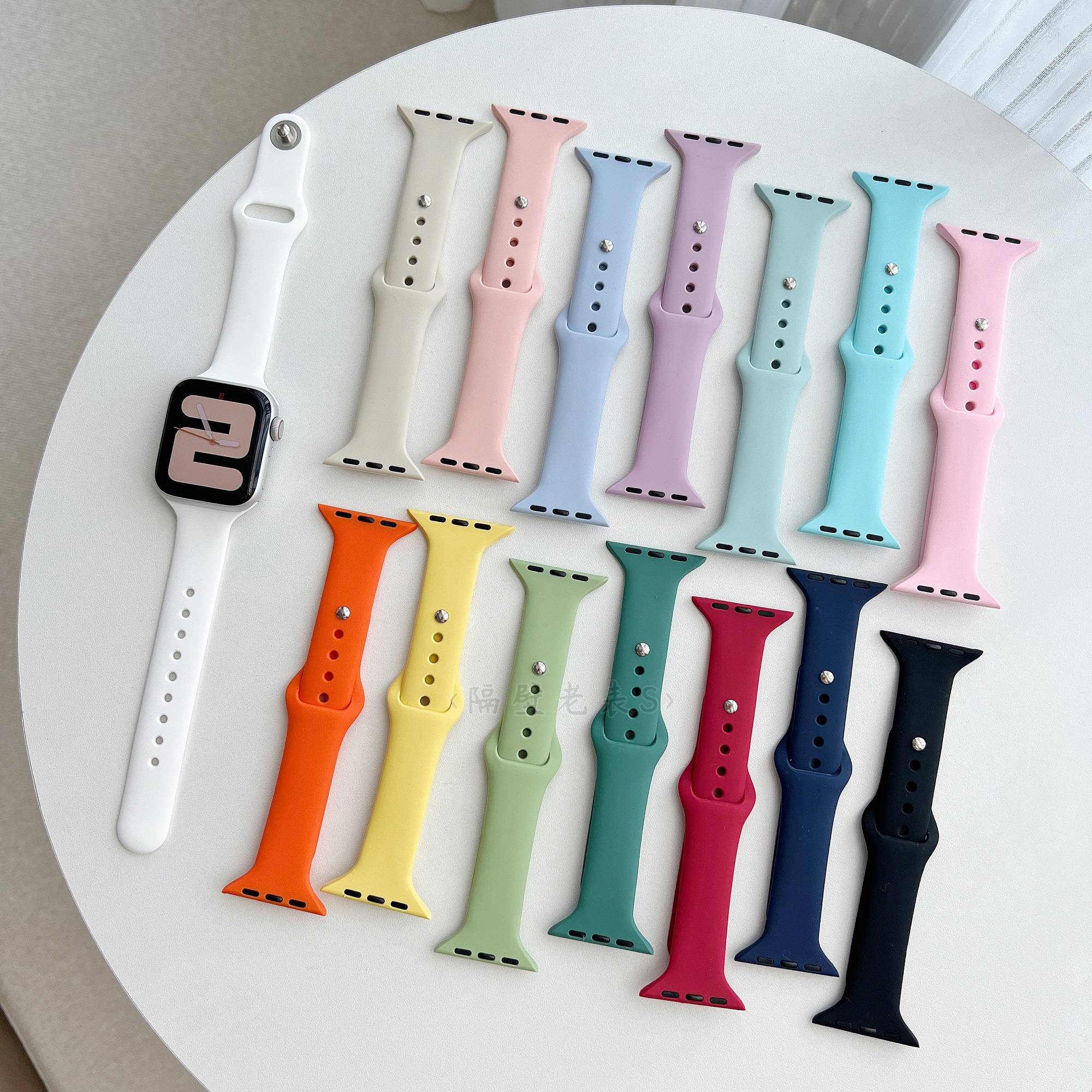 适用苹果手表S9表带硅胶小蛮腰Applewatch8SE27654瘦身百搭柔软女