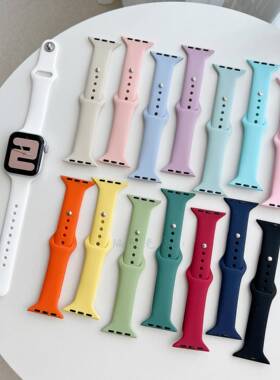 适用苹果手表S11表带硅胶小蛮腰Applewatch8SE2765瘦身百搭柔软女