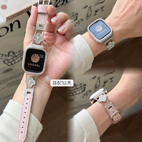 星光四叶拼真皮iwatch表带46mm女
