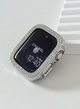 适用苹果手表保护壳apple watchS11镶钻双排钻壳iwatch98SE26半包