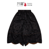 女阔腿裤 100%桑蚕丝香云纱花苞裤 真丝国风休闲松紧高腰新中式