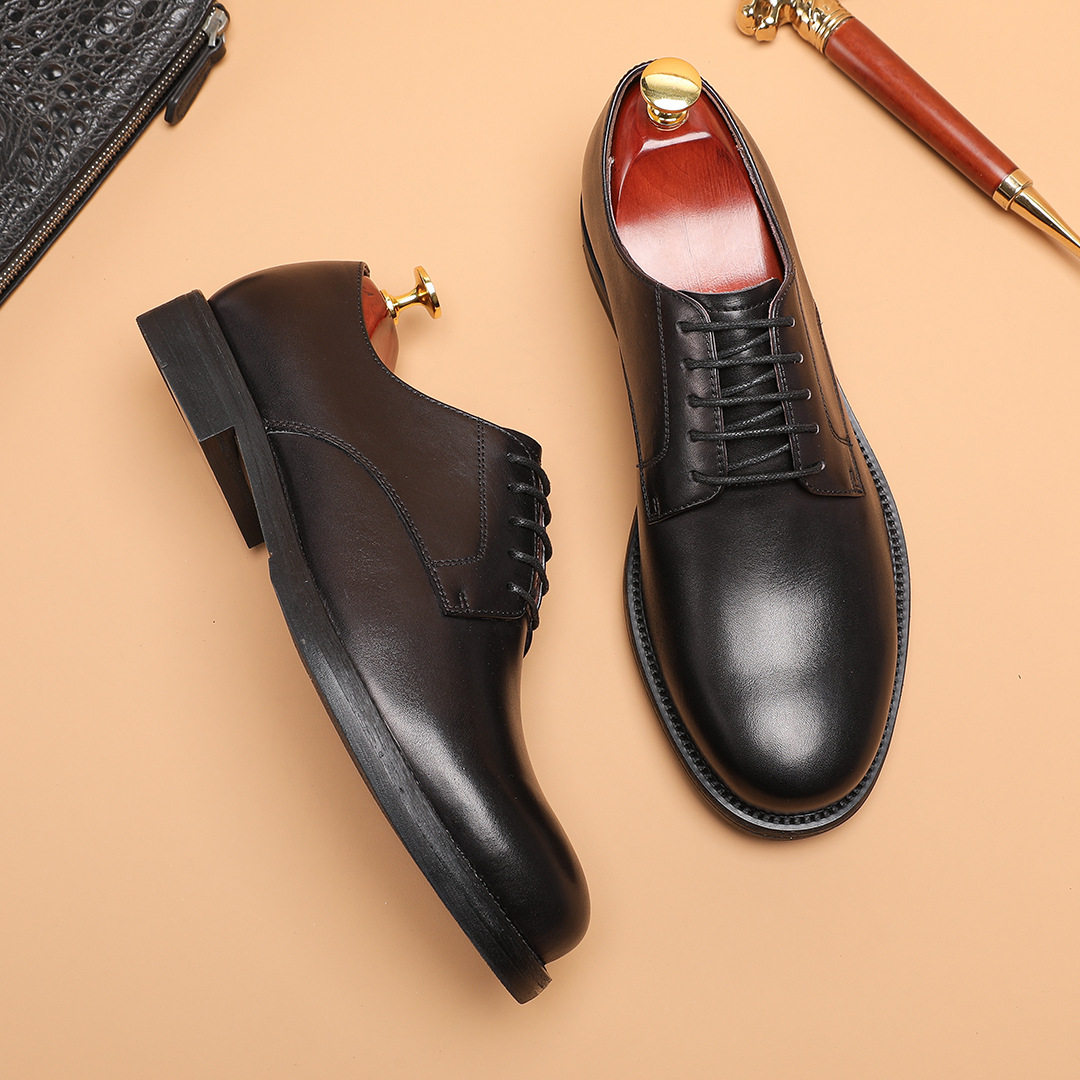 2026春款新品商务皮鞋男式头层牛皮手工木跟英伦复古风时尚德比鞋,流行男鞋,正装皮鞋,淘宝优惠券,粉丝福利购,淘宝优惠卷