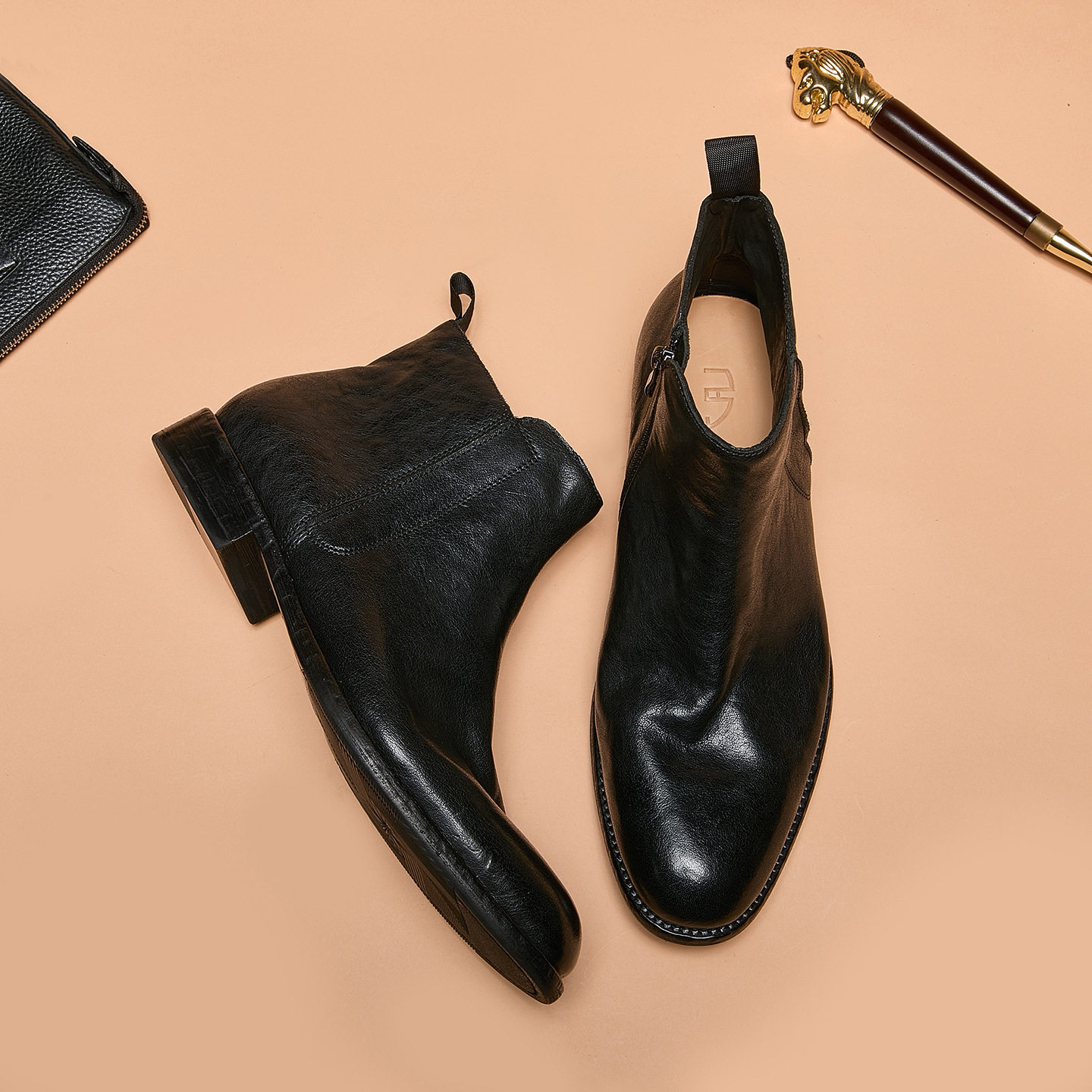男士户外工装风休闲耐磨真皮短靴