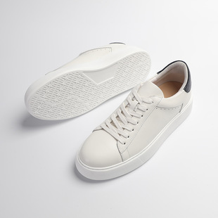 2026春季新品男士简约厚软底板鞋青春潮流轻便休闲增高真皮小白鞋