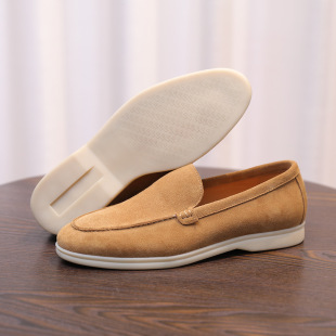 翻毛牛皮手工一脚蹬英伦复古风休闲皮鞋 男式 商务乐福鞋 2026春新品