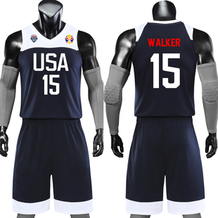 新款美国男篮球衣定制USA篮球服塔图姆米切尔美国队球衣印号LOGO