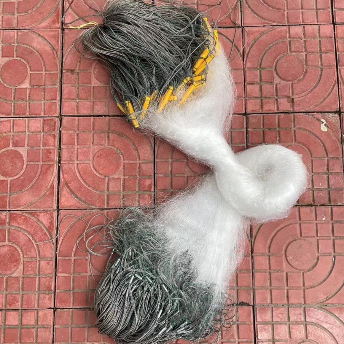 单层螃蟹网蟹子网捕粘网加重铅坠编织捕蟹网急流渔网白色可折叠盆