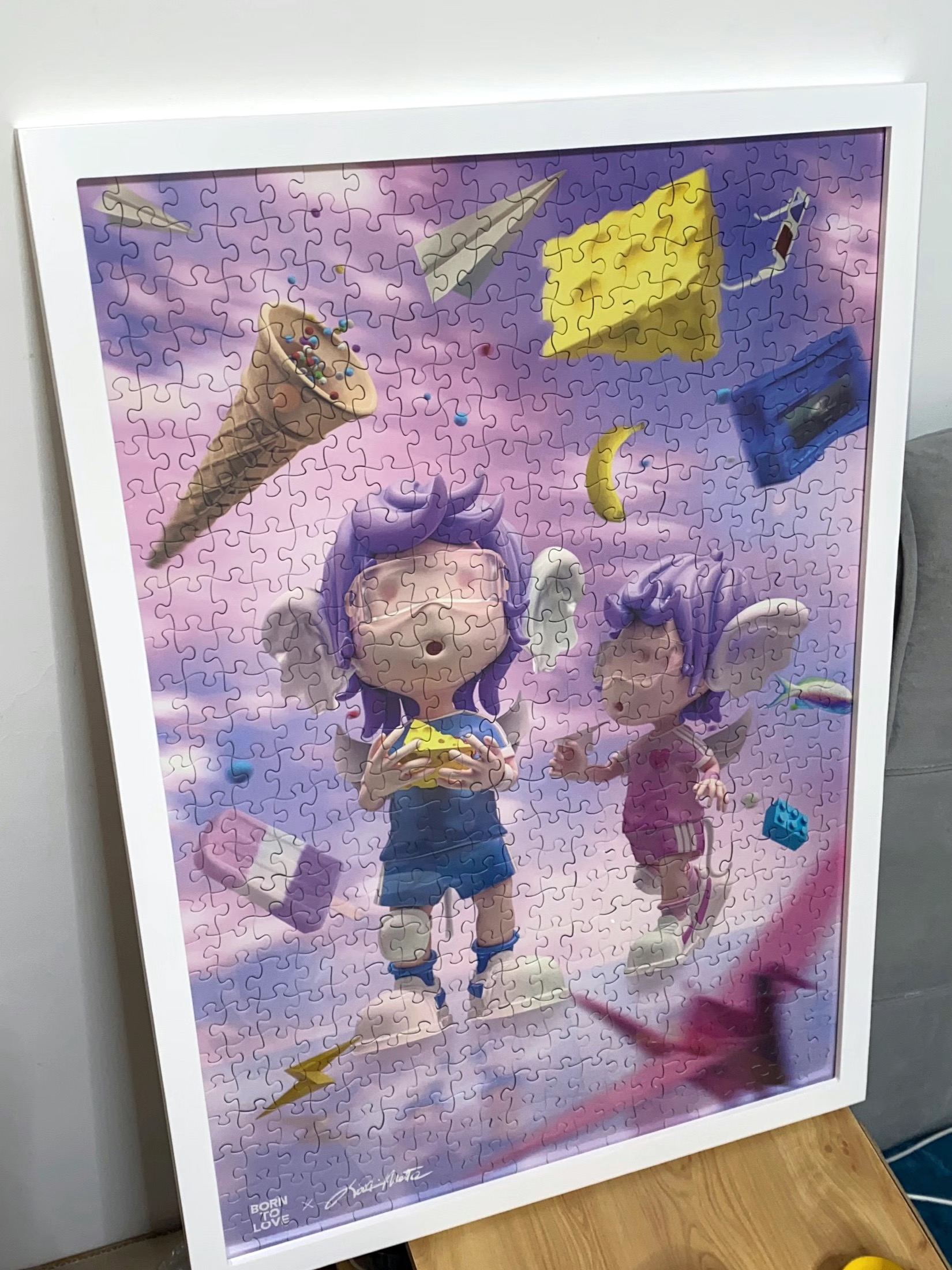 平框实木简约现代独立式拼图相框