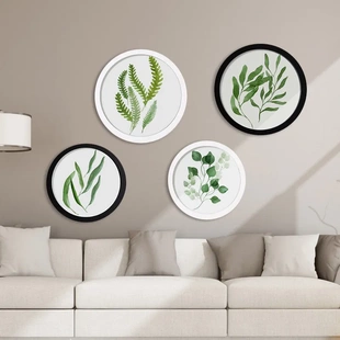 圆形相框木质6寸8寸10寸家居创意挂墙装裱木制画框可定logo