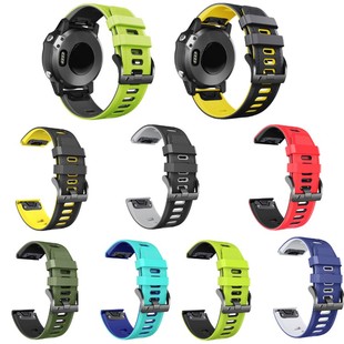 适用佳明fenix7xpro fenix6 fenix5 泰铁时epix2双色硅胶快拆表带
