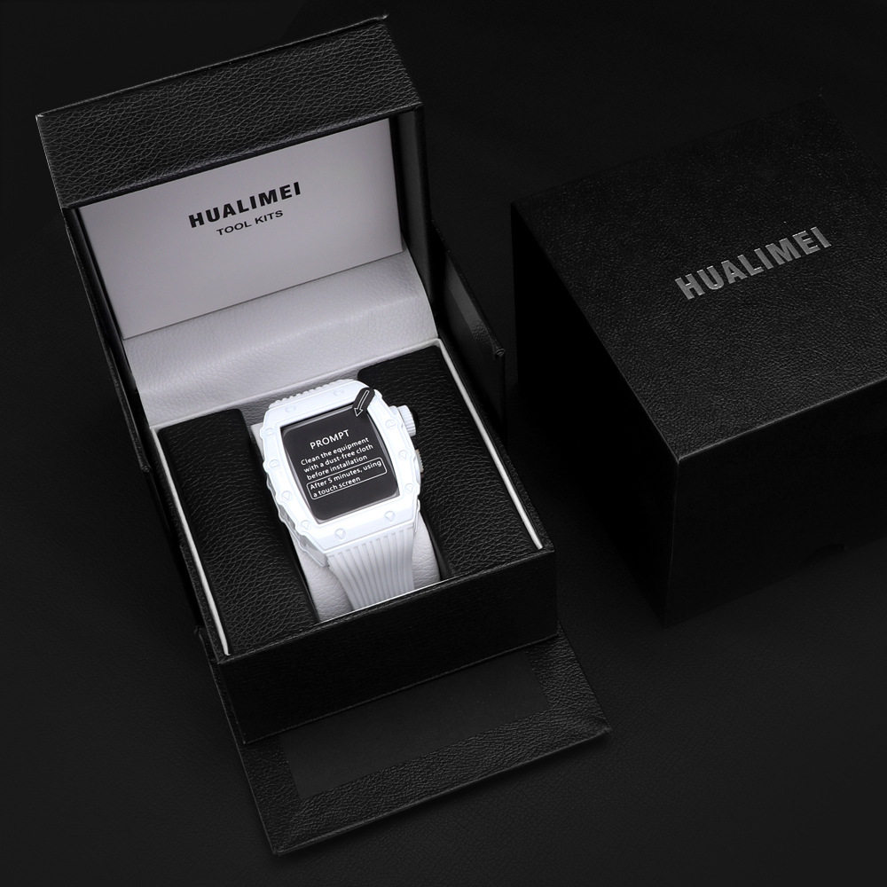 适用iwatchS8改装RM理查德苹果手表iwatch7/6锌合金改装硅胶表带