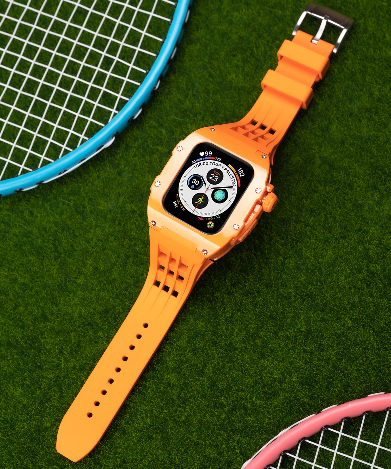 适用Applewatch S8苹果手表RM理查德iwatch7/6改装氟橡胶表带高级