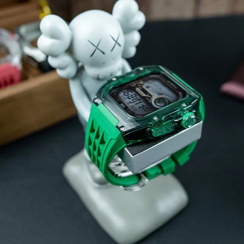 适用AppleWatch7表带全透明表壳iWatchS8苹果手表带6氟橡胶S5改装