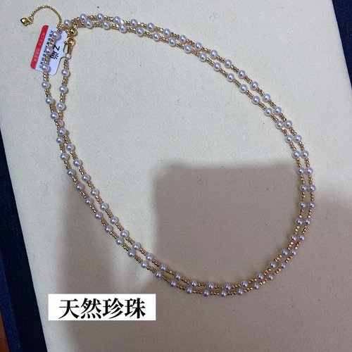 天然淡水珍珠！设计款小米珠Baby珠双层叠戴秋冬毛衣链项链锁骨链