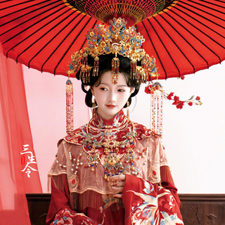 三生令【风华】明制宋汉服婚礼烧蓝发冠古风仿点翠头冠饰凤冠