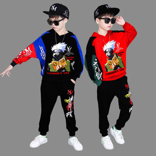 6中大男童卫衣套装7纯棉春秋款8岁时髦帅气男孩长袖冬天加绒冬装9