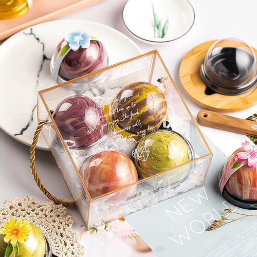 Яичный желток хрустящая пластиковая коробка Коробка 50 Кругла пластиковая прозрачная средняя подарочная коробка фестиваля фестиваля