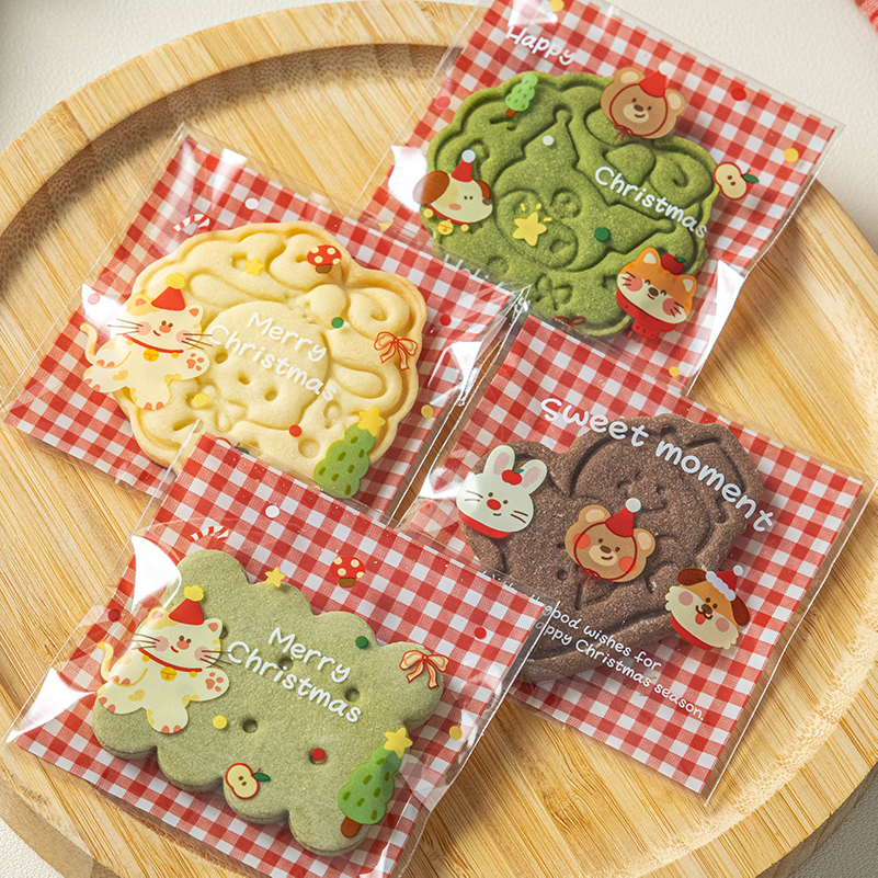 圣诞饼干单独立小包装袋子自封透明食品级手工烘焙牛轧曲奇糖果