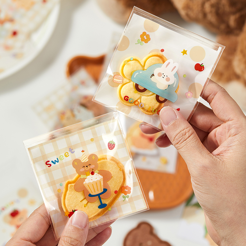 新款曲奇饼干自封袋雪花酥牛轧糖透明加厚密封袋子食品烘焙包装袋