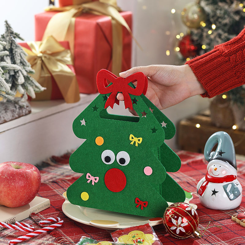 圣诞节礼品袋子平安夜苹果礼盒手提毛毡袋礼物包装高级感儿童大号
