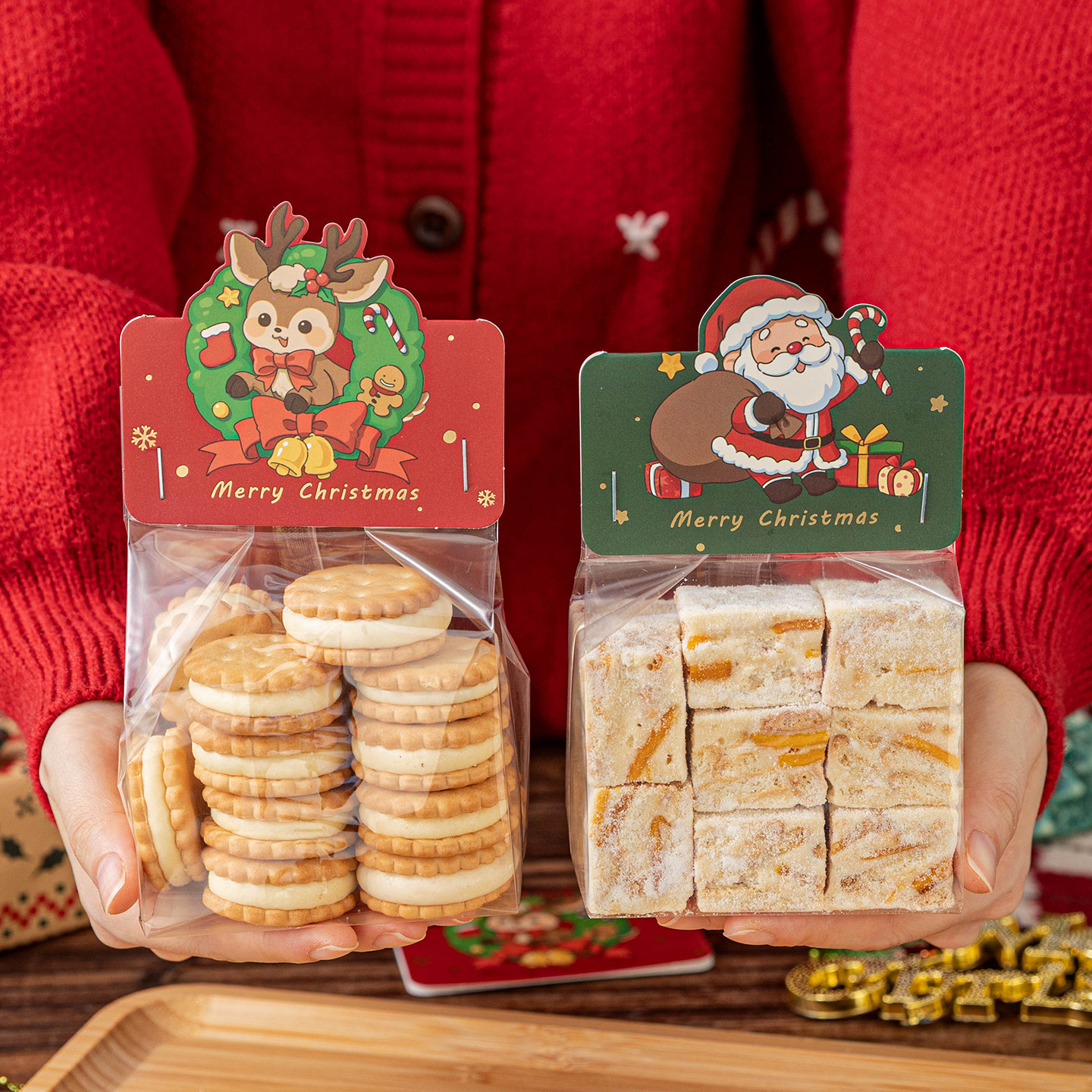 圣诞饼干包装袋卡头糖霜曲奇雪花酥独立透明手工礼品自封打包袋子,厨房/烹饪用具,点心包装盒/包装袋,淘宝优惠券,粉丝福利购,淘宝优惠卷