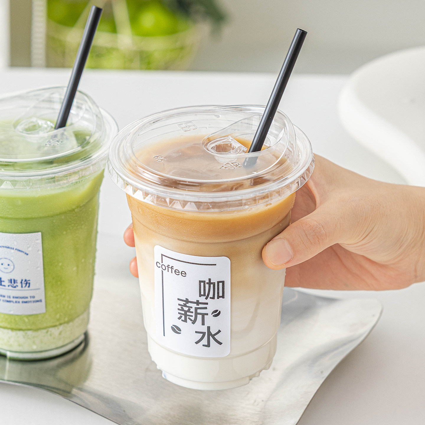 一次性咖啡杯子奶茶带盖pet外出携食品级透明冷饮料塑料果汁加厚