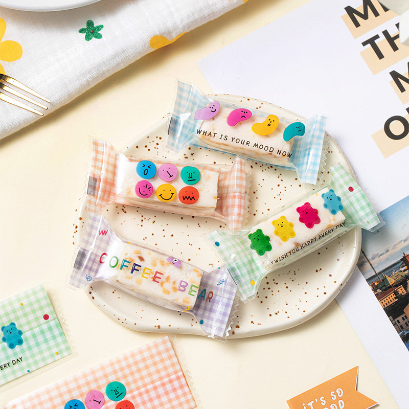 雪花酥包装袋200枚 牛轧糖曲奇饼干专用机封烘焙家用可爱袋子