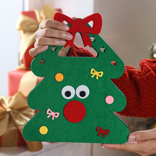 圣诞节礼品袋子平安夜苹果礼盒手提毛毡袋礼物包装高级感儿童大号