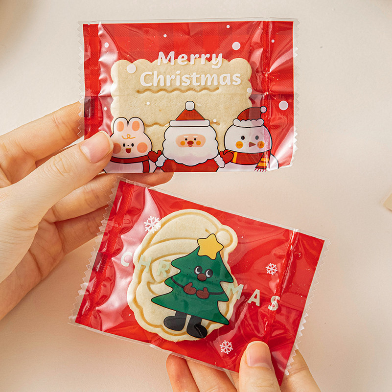 圣诞饼干雪花酥单独立小包装袋机封口烘焙牛轧糖果曲奇打包袋子