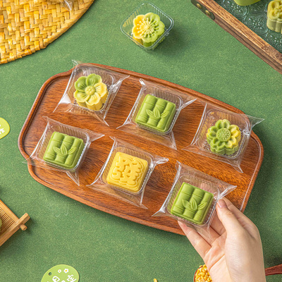 绿豆糕自粘包装袋独立月饼带托盒食品级透明小烘焙机封打包加厚单