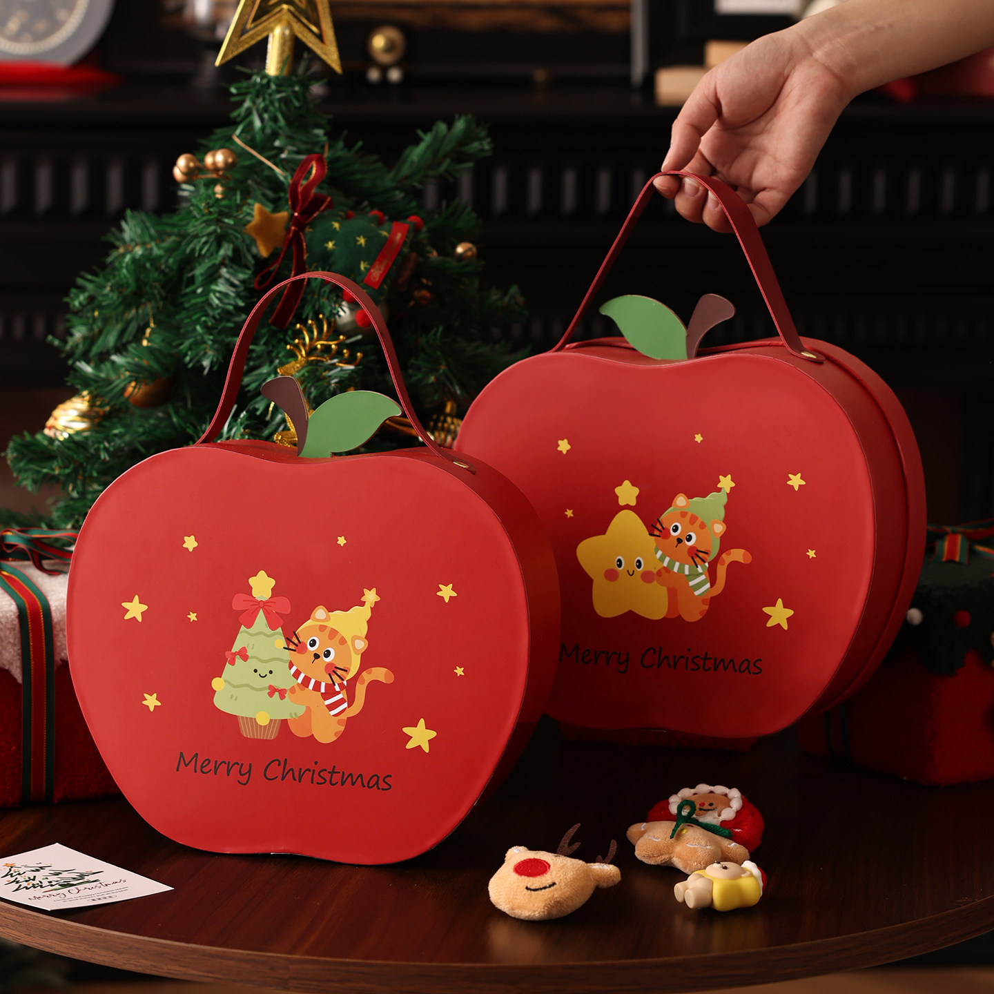 圣诞礼盒空盒包装物品子高档级感伴手节糖果饼干甜品打包平安果夜