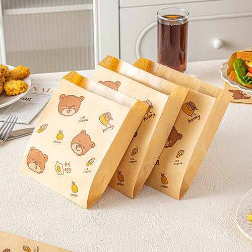 手抓饼纸袋早餐面包装三明治汉堡肉夹馍煎饼打包袋免折叠淋膜纸