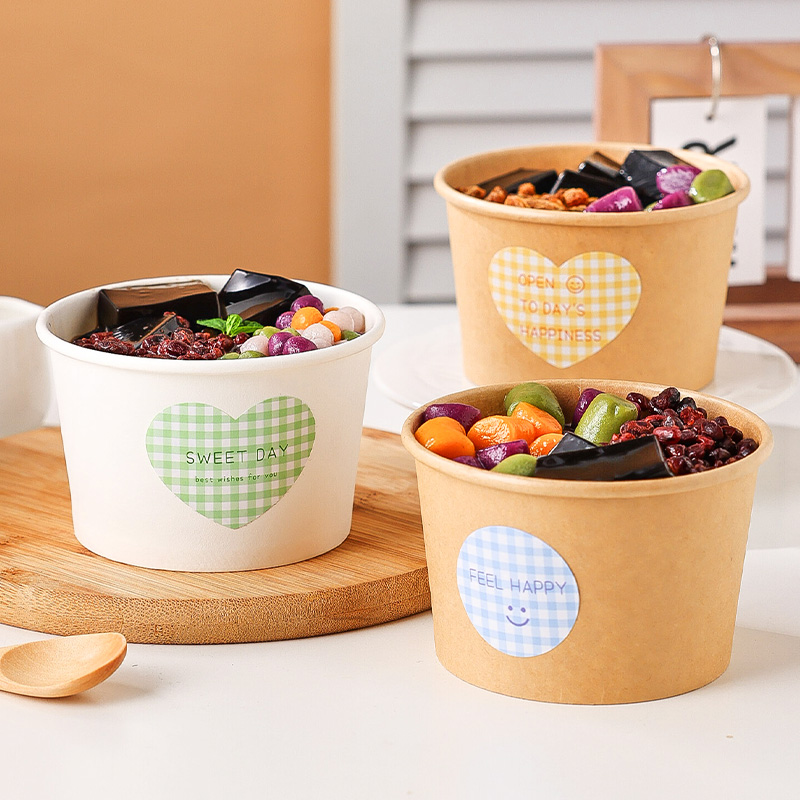 圆形牛皮纸碗一次性摆摊餐盒