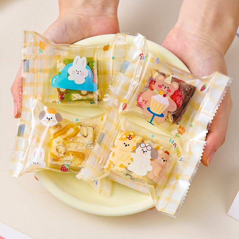 雪花酥饼干单独立小包装袋子机封口食品级烘焙曲奇太妃糖果打透明