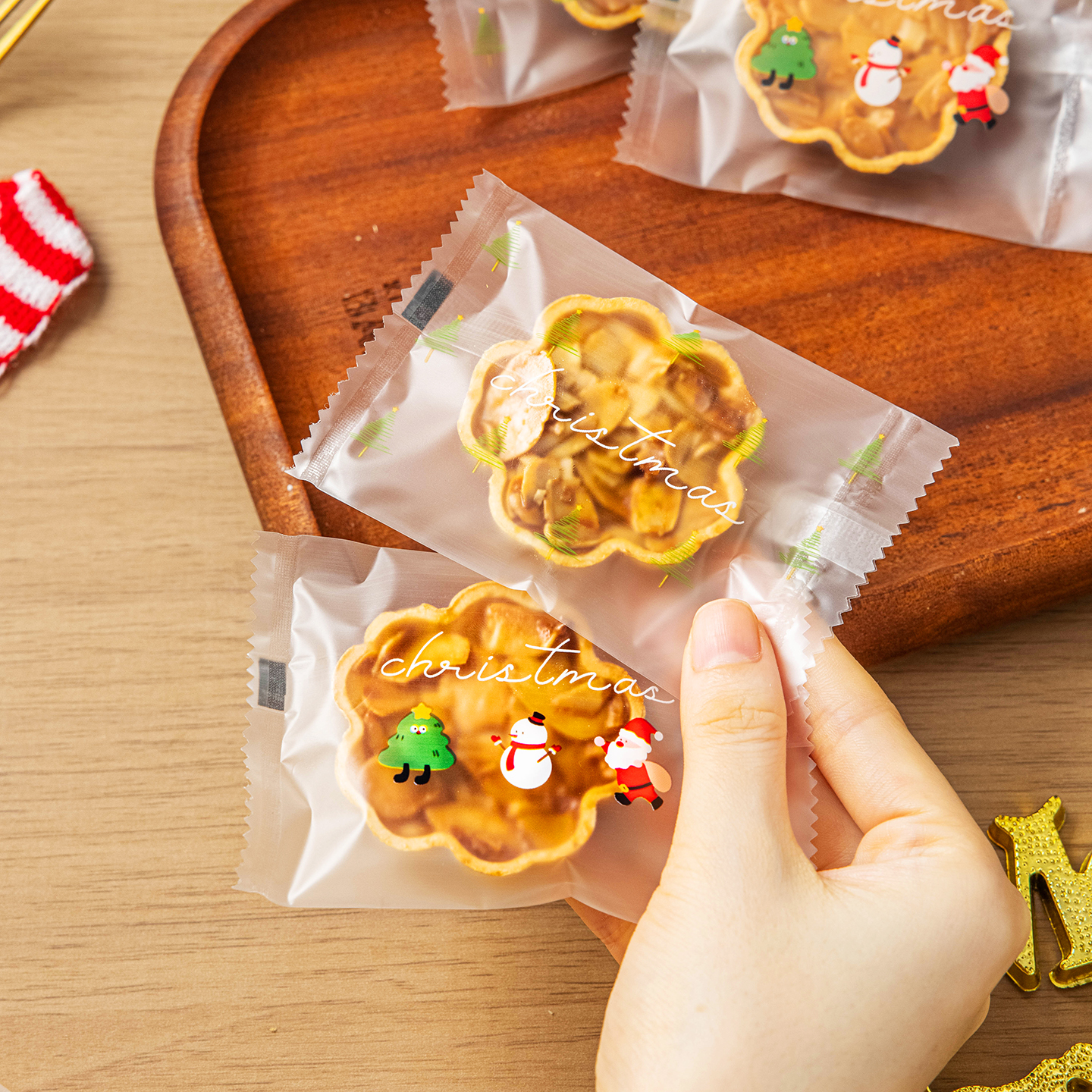 圣诞节糯米小船包装袋子独立单个机封曲奇饼干雪花酥糖果烘焙2025
