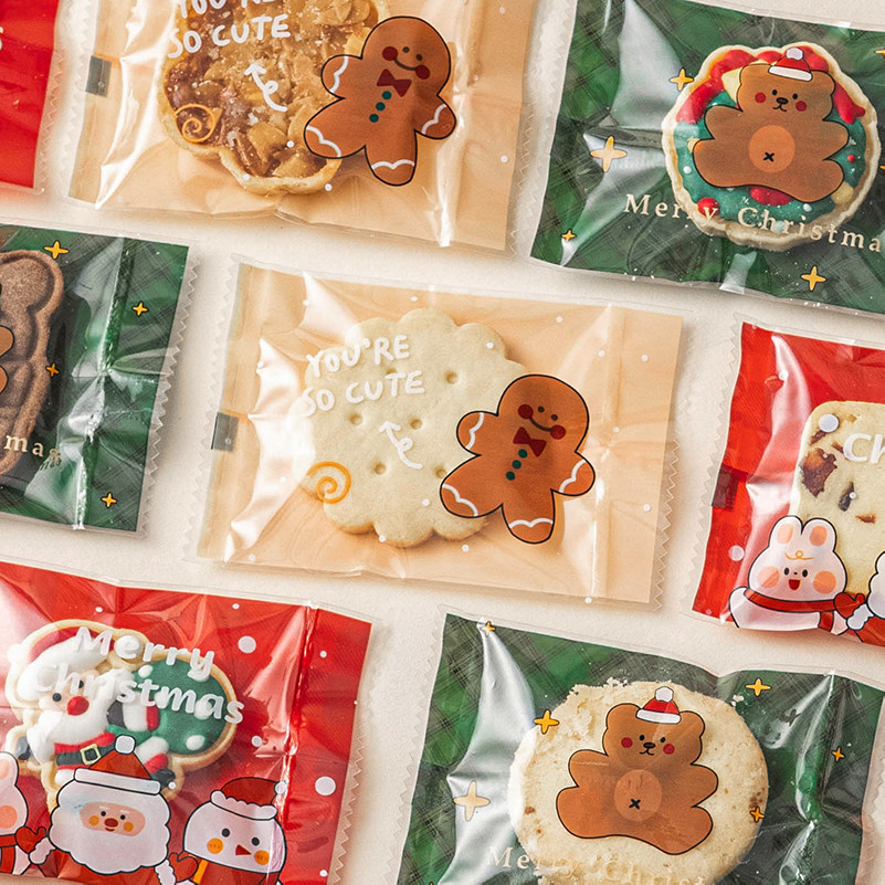圣诞雪花酥包装袋机封口单独立小烘焙饼干牛轧糖果曲奇打包袋子