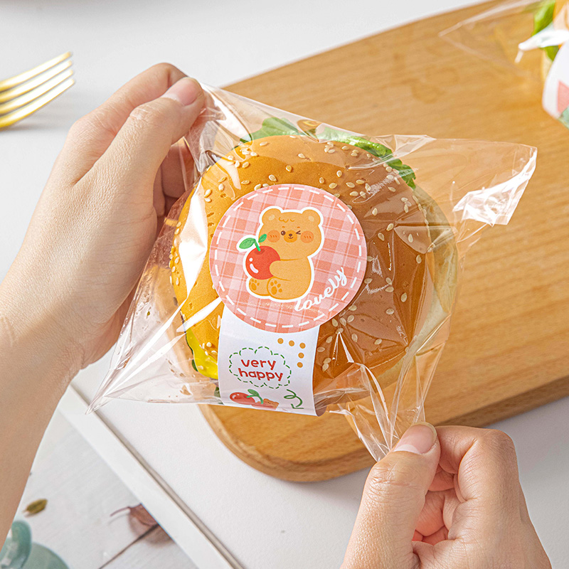 一次性汉堡包装袋打贝果吐司面自粘贴纸封单独盒子分透明烘焙小大