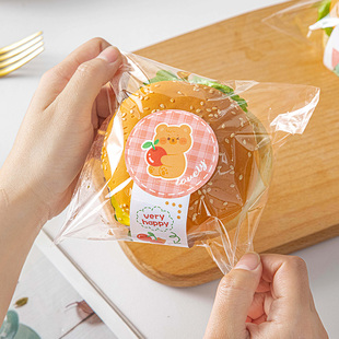 一次性汉堡包装袋打贝果吐司面自粘贴纸封单独盒子分透明烘焙小大