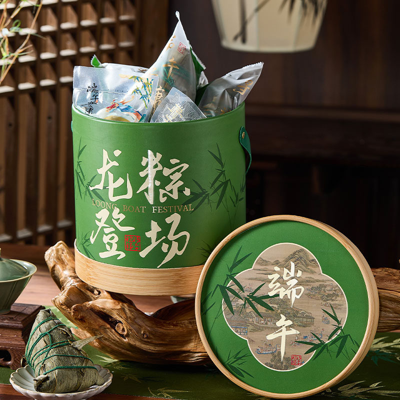 2026新款粽子包装盒空端午高端礼品酒店手提烘焙竹编篮袋定logo制