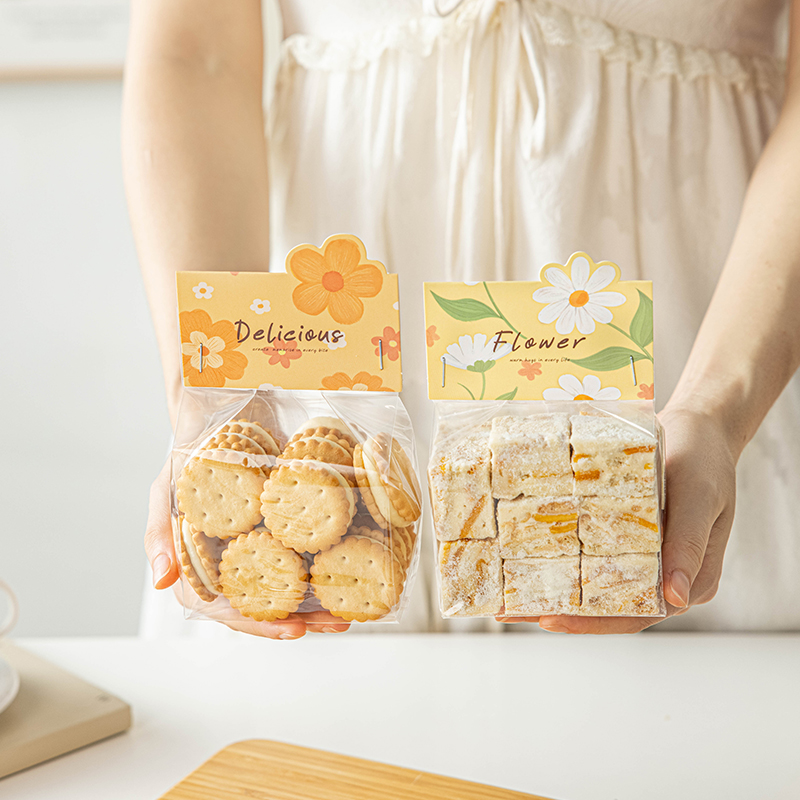 烘焙雪花酥饼干卡头包装袋透明司康牛轧太妃糖果手作打包袋子立体