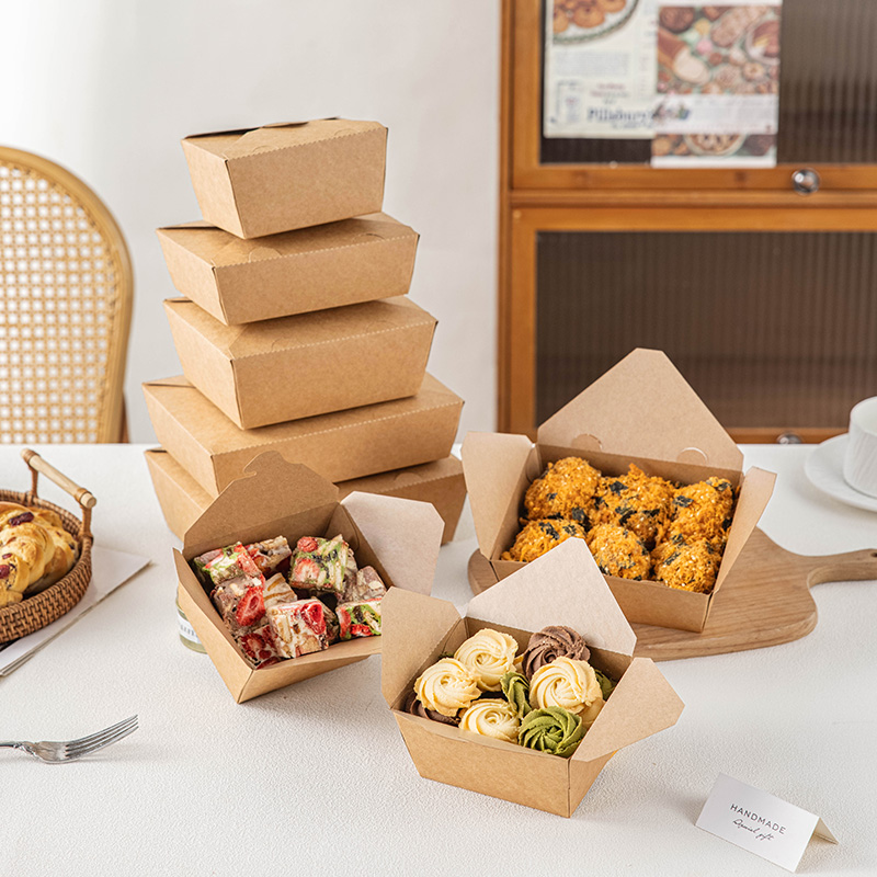 长方形牛皮纸打包盒子寿司水果