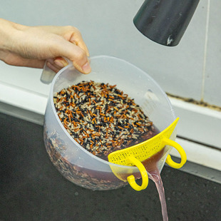 淘洗米菜碗挡板过滤神器漏盆沥水瓢蛋液量杯厨房家用大容量带刻度