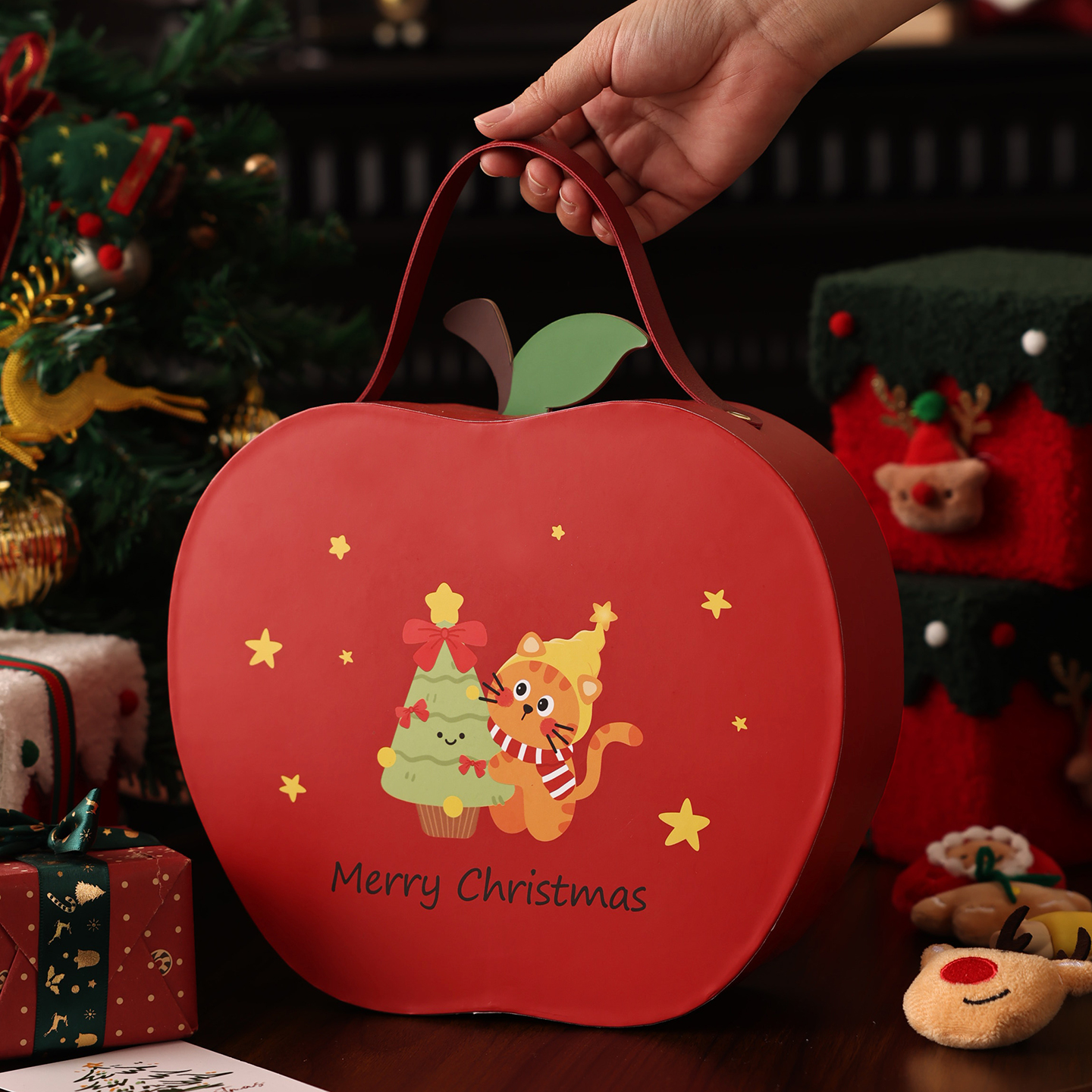 圣诞礼盒空盒包装物品子高档级感伴手节糖果饼干甜品打包平安果夜