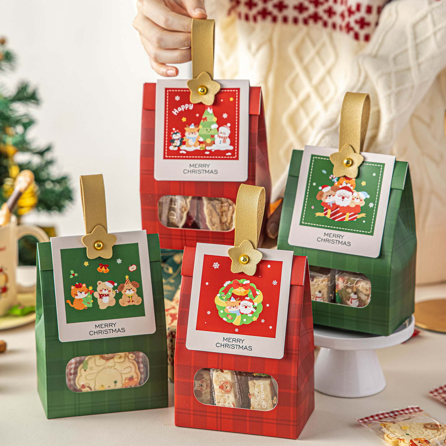 圣诞节雪花酥包装袋饼干机封曲奇糖霜果袋子独立小自封烘焙礼品盒