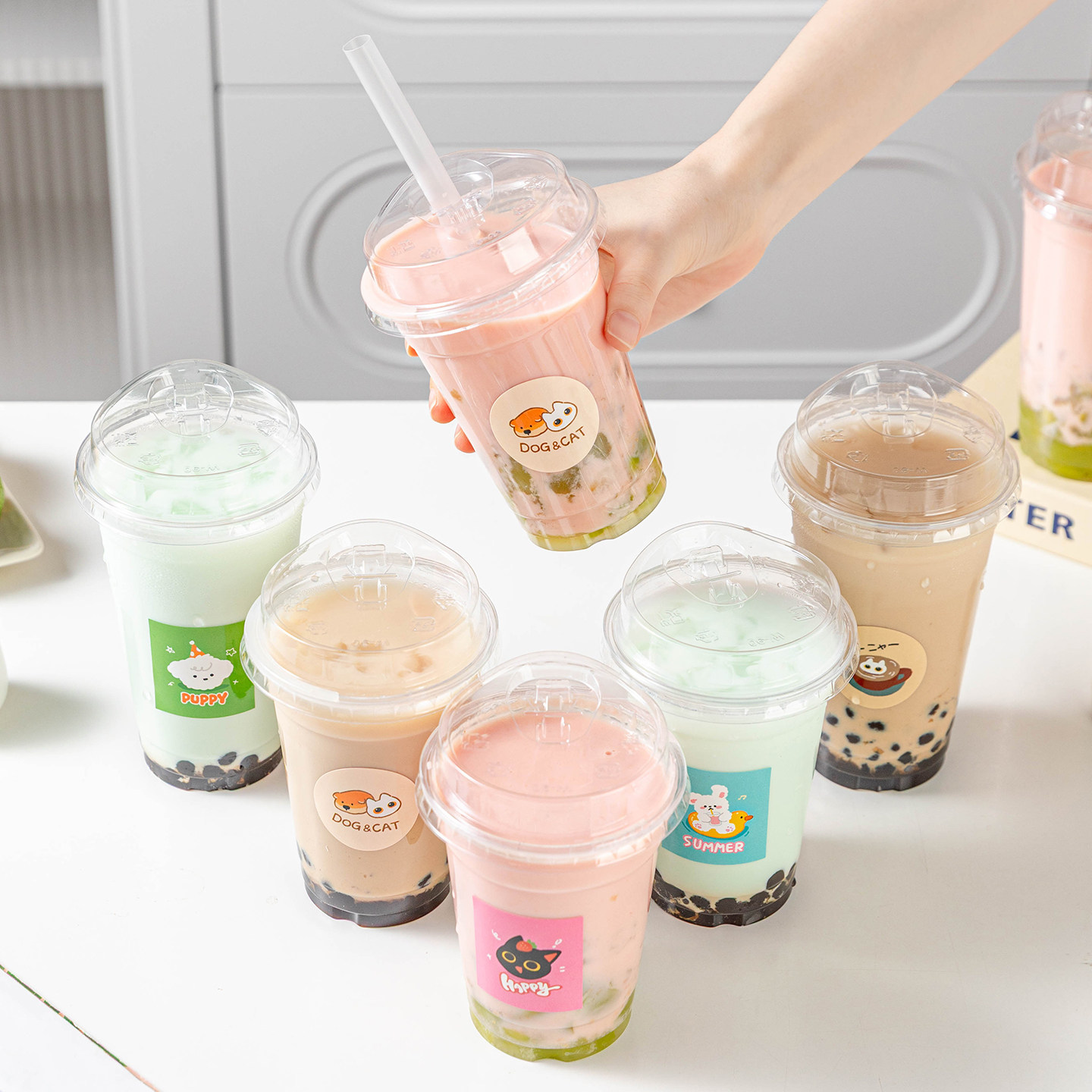 奶茶杯子一次性带盖咖啡冷饮料杨枝甘露的食品级塑料杯瓶加厚自制
