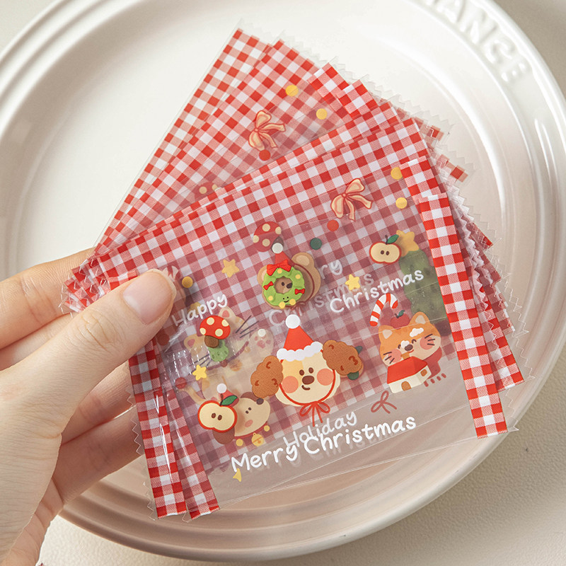 圣诞节日雪花酥饼干独立小包装袋子封口机单透明牛轧糖果小曲奇打