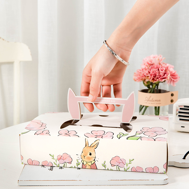 月饼礼盒包装 高档卡通月饼礼盒中秋手提伴手礼蛋黄酥盒子6粒装