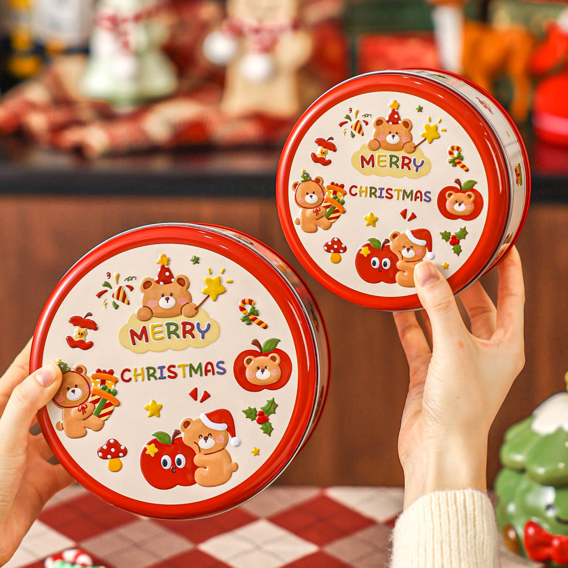 圣诞饼干包装铁盒子马口曲奇糖果雪花酥礼物品空罐儿童零食烘焙节
