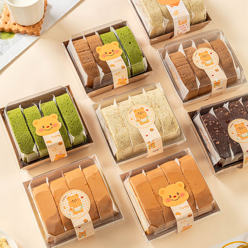 蛋糕卷包装盒贴纸网红瑞士卷毛巾卷切块分装烘焙甜点牛皮打包盒子