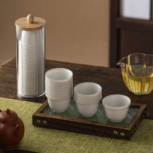 稻壳一次性茶杯功夫茶谷壳茶杯家用品茗杯待客户外便携茶杯架小号